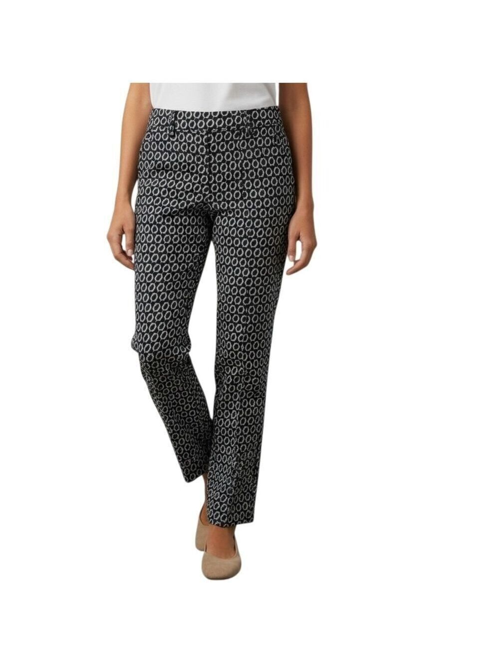 New Nwt Jules & Leopold Black and White Geometric Skinny Pants Stretchy & Soft L